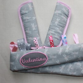 Bumper bar cover & shoulder pads, dragonflies on a gray, with name