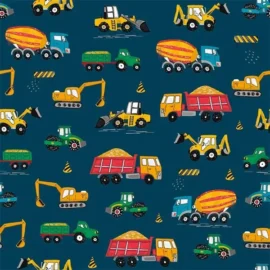 Softshell waterproof fabric  cars print on a blue