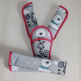 Bumper bar cover ,shoulder pads and crotch cover, animals on a gray/pink