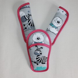 Shoulder pads & crotch cover, animals on a gray /pink