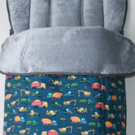 Buggy footmuff for "Cybex " , Softshell waterproof fabric cars print on a blue