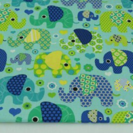 Cotton fabric  "Elephants on a mint"