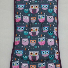 Seat liner for  "Baby Jogger " , Owls print on a gray