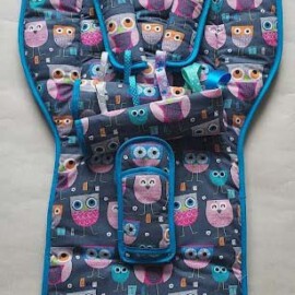 Set for  "Valco Baby  " , Cotton fabric “Owls on a gray”