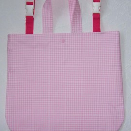 Stroller bag ,Cotton Fabric “gingham check pink “