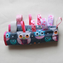 Bumper bar cover  with tags ,owls gray/pink