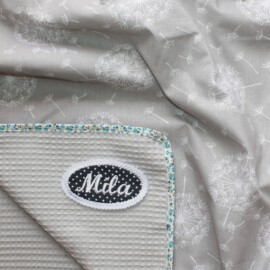 Light baby blanket , Cotton Fabric ” Dandelion on a gray background