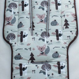 Seat liner for  "Cybex ", teddy bears, foxes, hedgehogs on a beige