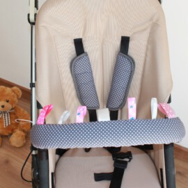 Bumper bar cover & shoulder pads , Polka Dots  gray /pink