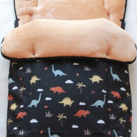 Buggy footmuff for "Joie " , Waterproof fabric dinosaurs/fleece beige
