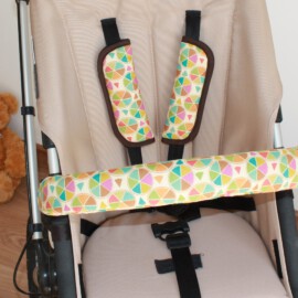 Bumper bar cover & shoulder pads ,Polka dots print green/beige