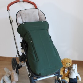 Buggy footmuff for "Joie " , Waterproof fabric plain green/fleece beige