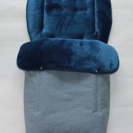 Waterproof !Footmuff for “Joie ” , Softshell waterproof fabric herringbone dark grey/fleece blue