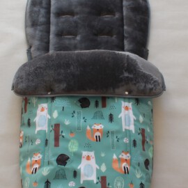 Buggy footmuff for "Hauck  " , Softshell waterproof fabric forest animals on a mint
