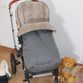 Waterproof !Footmuff for "Joie " , Softshell fabric herringbone dark grey/Fleece beige