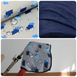 Waterproof hand muff  for pram, Softshell clouds on a gray