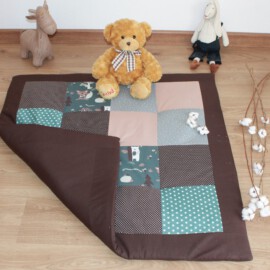 Patchwork Blanket ,brown,petrol