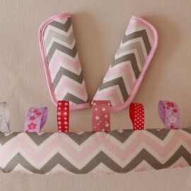 Bumper bar cover & shoulder pads , ZigZag print pink/white/gray with tags