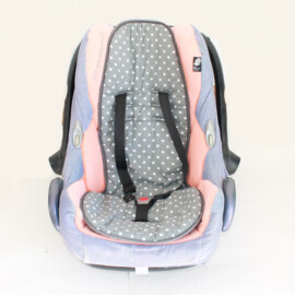 Liner for infant car seats ,dots print on a gray
