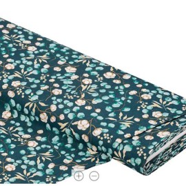 Cotton Fabric "Eucalyptus" petrol