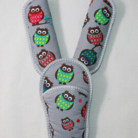 Shoulder pads & crotch cover, owls on a gray