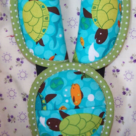 Shoulder Pads & Croth Cover "turtles on a mint"