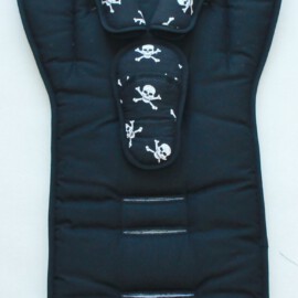 Set for  "Emmaljunga", Cotton Fabric “Little Skulls Black”