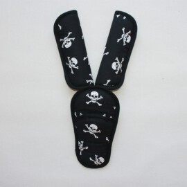 Shoulder pads & crotch cover, “Little Skulls Black”