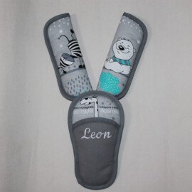 Shoulder pads & crotch cover,animals on a gray with name