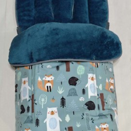 Buggy footmuff for "Cybex " , Softshell waterproof fabric forest animals on a mint