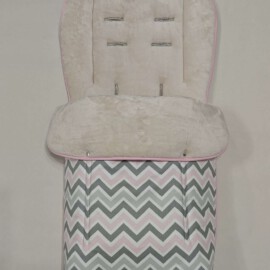 Buggy footmuff for "Baby Jogger  " , chevron zigzag print with beige fleece
