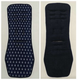 Seat liner for  "Baby Jogger " , anchors on a blue / fleece dark blue