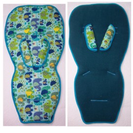 Stroller liner & stroller shoulder pads for  "Quinny" ,Elephants on a mint,