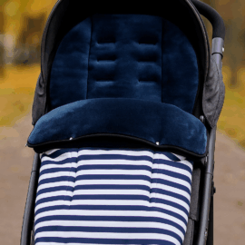 Buggy footmuff for "Hauck" , stripes print on a blue