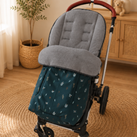 Buggy footmuff for "Joie " , Waterproof fabric green/gray