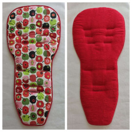 Seat liner for  "Quinny"  , Apples green/terrycloth red