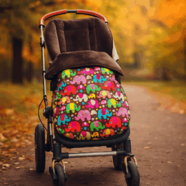 Buggy footmuff for "Goodbaby " , “Elephants on a brown”