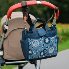 Stroller bag , canvas material/dots blue
