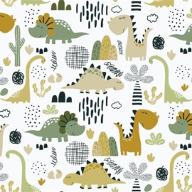 Cotton fabric  "Dinosaurs on a white "