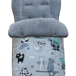 Buggy footmuff for "Emmaljunga" ,cats on a grey