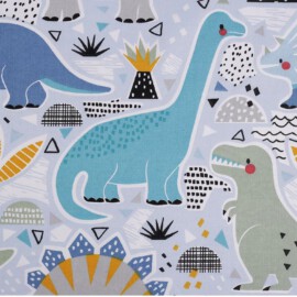 Cotton fabric  "Dinosaurs on a blue "
