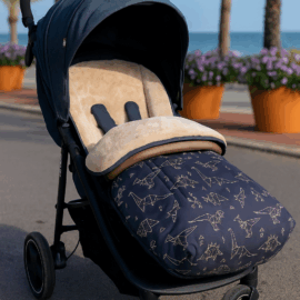 Buggy footmuff for "Joie " , Waterproof fabric dinosaurs/fleece beige
