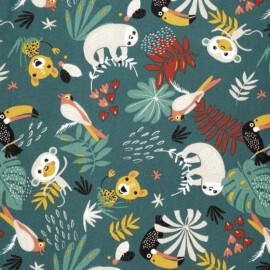 Cotton Fabric Green tropical print