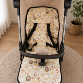 Stroller liner and stroller shoulder pads for "ABC Design" ,zoo animals on a beige