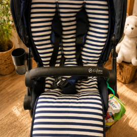 Seat liner for  "Cybex ", black/white Stripes